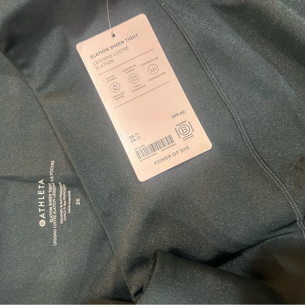 Athleta Black Sheen Leggings - Picture 3 of 5